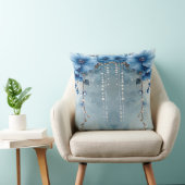 Blue Flowers and Pearls Throw Pillow クッション (椅子)
