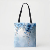Blue Flowers and Pearls Tote Bag トートバッグ (正面)