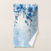 Blue Flowers and Pearls Towel Set バスタオルセット (ハンドタオル)