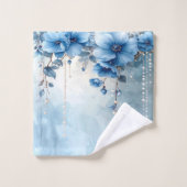 Blue Flowers and Pearls Towel Set バスタオルセット (ウォッシュタオル)