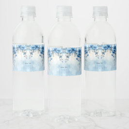 Blue Flowers and Pearls Water Bottle Label ペットボトルラベル