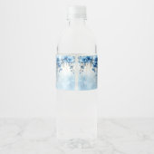 Blue Flowers and Pearls Water Bottle Label ペットボトルラベル (裏面)