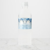 Blue Flowers and Pearls Water Bottle Label ペットボトルラベル (正面)