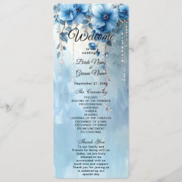 Blue Flowers and Pearls Wedding Program プログラム