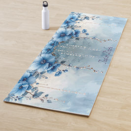 Blue Flowers and Pearls Yoga Mat ヨガマット