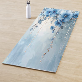 Blue Flowers and Pearls Yoga Mat ヨガマット