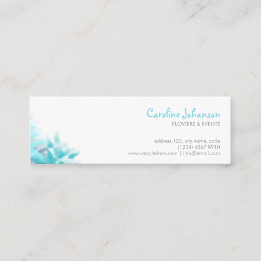 Blue flowers artistic elegant feminine zen card スキニー名刺 (正面)