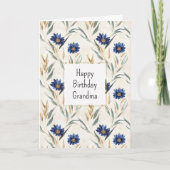 Blue Flowers Birthday カード (正面)