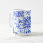 Blue flowers,blue china,porcelain,birds  コーヒーマグカップ (正面左)
