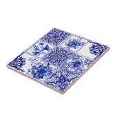 Blue flowers,blue china,porcelain,birds     タイル (側面)