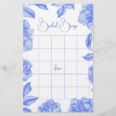 Blue Flowers Bridal shower bingo game (正面)