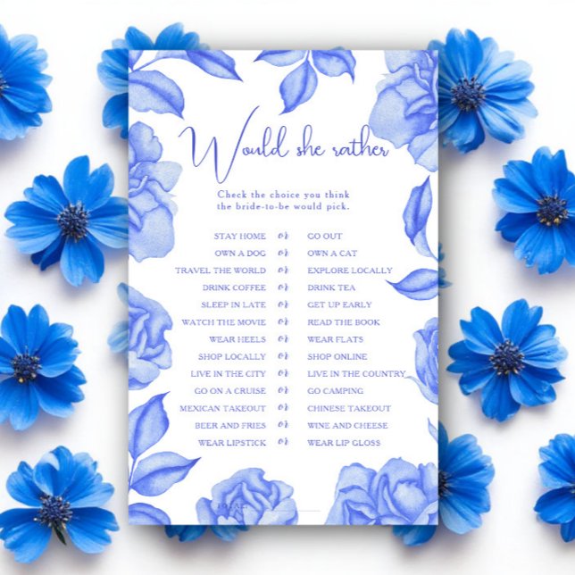 Blue Flowers Bridal shower Would she rather (クリエイターアップロード済み)