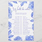 Blue Flowers Bridal shower Would she rather (正面)