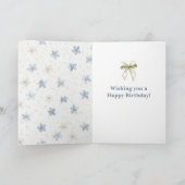 Blue Flowers Bunny in Basket Birthday カード (内部)