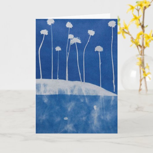 Blue Flowers Greeting Card Blank Inside  カード (黄色い花)
