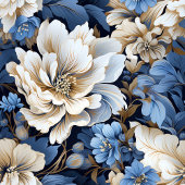 Blue Flowers Ivory Elegant Dining Table Runner ロングテーブルランナー