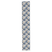 Blue Flowers Ivory Elegant Dining Table Runner ロングテーブルランナー (正面)