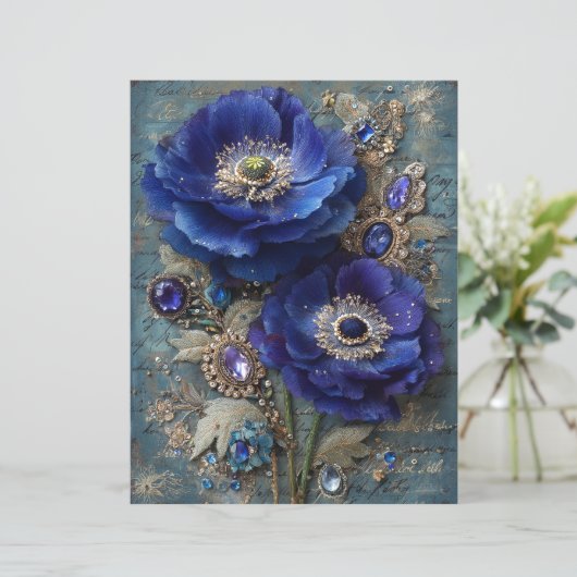 Blue Flowers Junk Journal Scrapbook Paper (スタンド正面)