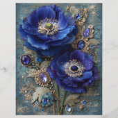 Blue Flowers Junk Journal Scrapbook Paper (正面)