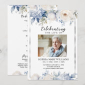 Blue Flowers Memorial Funeral Order of Service プログラム (正面/裏面)