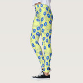 Blue Flowers on Yellow Leggings レギンス (左)