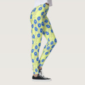 Blue Flowers on Yellow Leggings レギンス (右)