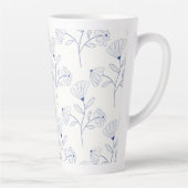 Blue flowers outline drawing in ink  カフェラテマグ (右)