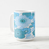 Blue flowers pattern コーヒーマグカップ (正面左)