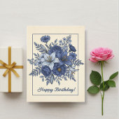 Blue Flowers, Personalized Birthday Card for Mom ポストカード