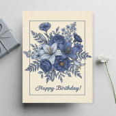 Blue Flowers, Personalized Birthday Card for Mom ポストカード