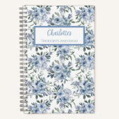 Blue Flowers Personalized Journal Notebook ノートブック (正面)