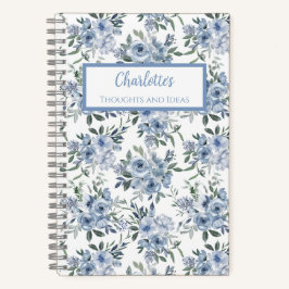 Blue Flowers Personalized Journal Notebook ノートブック