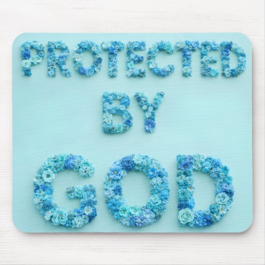 blue flowers protected by god christian faith  マウスパッド (正面)
