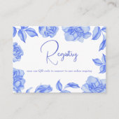 Blue Flowers - QR Code Bridal Shower Registry  エンクロージャーカード (正面)