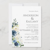 Blue Flowers Wedding 招待状 (正面)