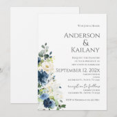 Blue Flowers Wedding 招待状 (正面/裏面)