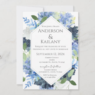 Blue Flowers Wedding 招待状