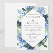 Blue Flowers Wedding 招待状 (正面/裏面)
