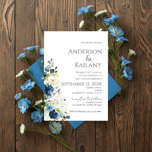 Blue Flowers Wedding 招待状