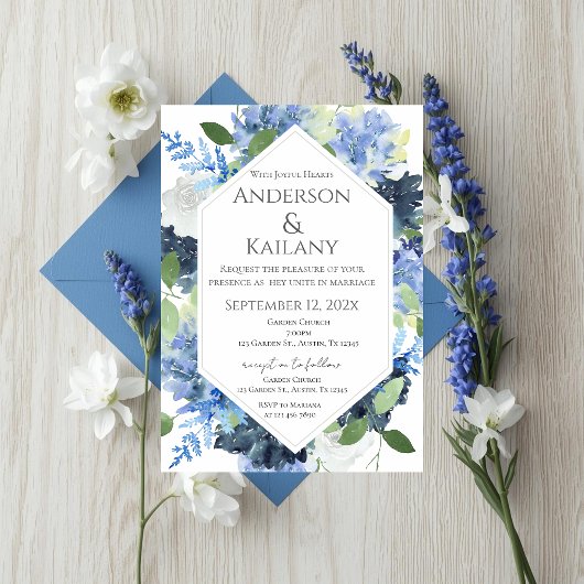 Blue Flowers Wedding 招待状