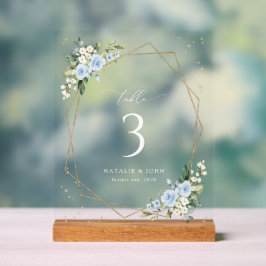 Blue Flowers, White Flowers, Boho, Table Numbers アクリルサイン