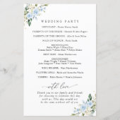 Blue Flowers, White Flowers, Boho, Wedding Program (裏面)