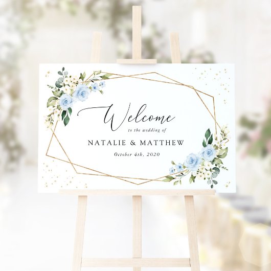 Blue Flowers, White Flowers, Boho, Wedding Welcome ポスター