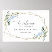 Blue Flowers, White Flowers, Boho, Wedding Welcome ポスター (正面)