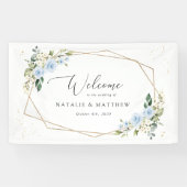 Blue Flowers, White Flowers, Boho, Wedding Welcome 横断幕 (横)