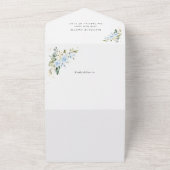 Blue Flowers, White Flowers, Greenery, Baby Shower オールインワン招待状 (外側)