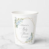 Blue Flowers, White Flowers, Greenery, Baby Shower 紙コップ (裏面)
