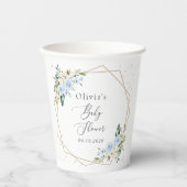Blue Flowers, White Flowers, Greenery, Baby Shower 紙コップ (正面)