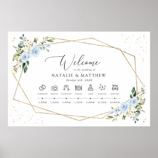 Blue Flowers, White Flowers, Wedding Timeline ポスター (正面)