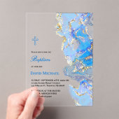 blue fluid marble Baptism acrylic invitation アクリル招待状 (インサイチュ (ポータブル))